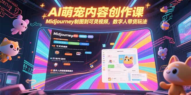 AI萌宠内容创作课，Midjourney制图到可灵视频，数字人带货玩法-翻身站