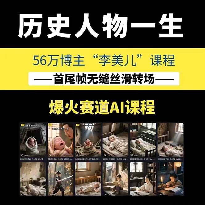图片[1]-AI历史人物短视频创作，含IP打造、首尾帧无缝转场、智能体视频制作等核心教学内容-翻身站