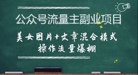 公众号流量主副业项目，美女图片+文章混合模式操作流量爆棚-翻身站