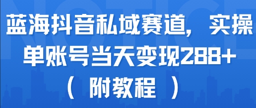 蓝海抖音私域赛道，实操单账号当天变现288+(附教程)-翻身站