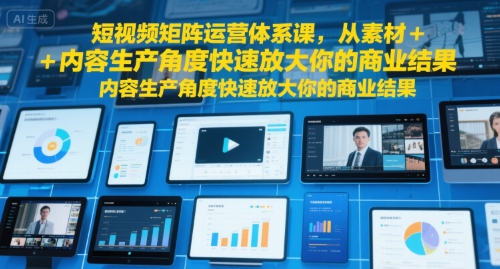 短视频矩阵运营体系课，从素材+内容生产角度快速放大你的商业结果-翻身站
