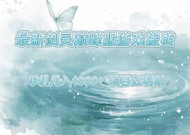 最新剑灵巅峰服游戏搬砖，项目红利期，单机稳定4000+操作简单好上手-翻身站