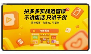 拼多多实战运营课，不讲废话只讲干货，简单粗暴，能落地，可复制-翻身站
