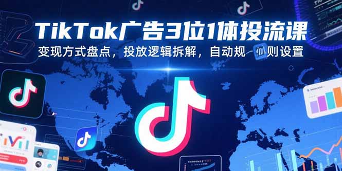 TikTok广告3位1体投流课，变现方式盘点，投放逻辑拆解，自动规则设置-翻身站