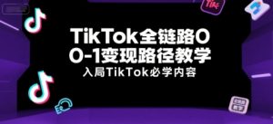 TikTok全链路0-1变现路径教学，入局TikTok必学内容-翻身站