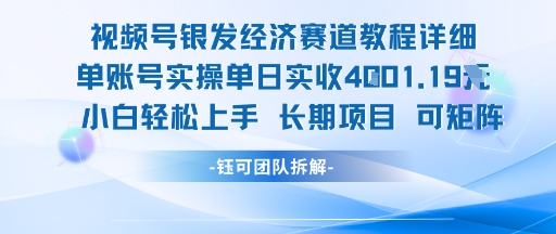 视频号银发经济赛道单账号实操单日实收1k+，小白轻松上手长期项目-翻身站
