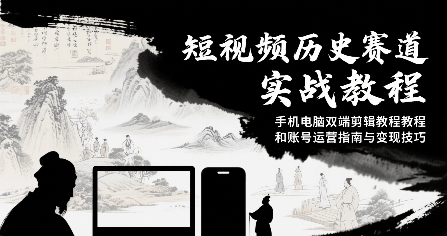 短视频历史赛道实战教程，手机电脑双端剪辑教程和账号运营指南与变现技巧-翻身站