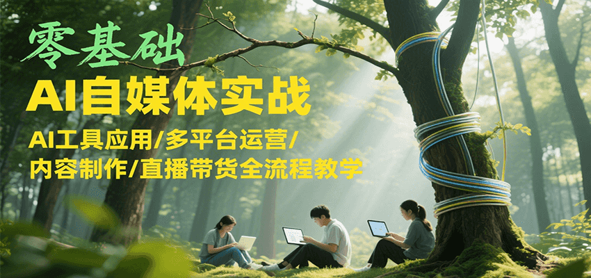 零基础AI自媒体实战，AI工具应用/多平台运营/内容制作/直播带货全流程教学-翻身站