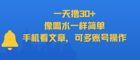 一天撸30+，像喝水一样简单，手机看文章，可多账号操作-翻身站