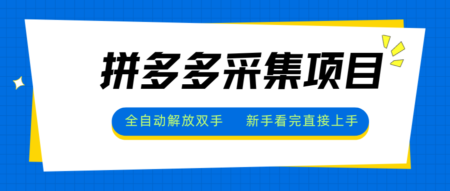 拼多多采集项目，全自动解放双手，单号日入30+-翻身站