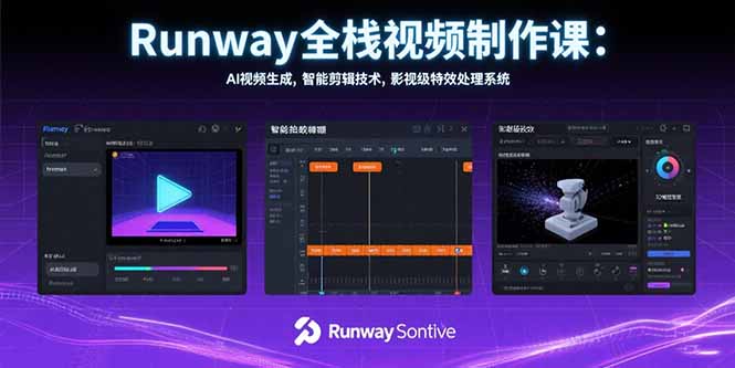 Runway全栈视频制作课：AI视频生成，智能剪辑技术，影视级特效处理系统-翻身站