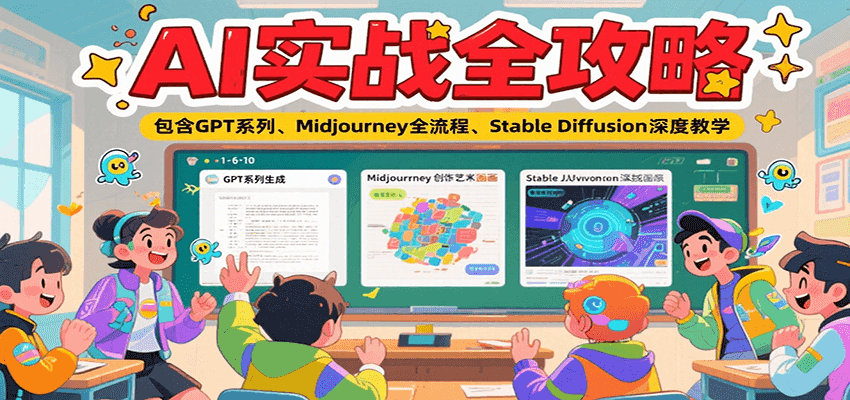 AI实战全攻略，包含GPT系列、Midjourney全流程、Stable Diffusion深度教学-翻身站
