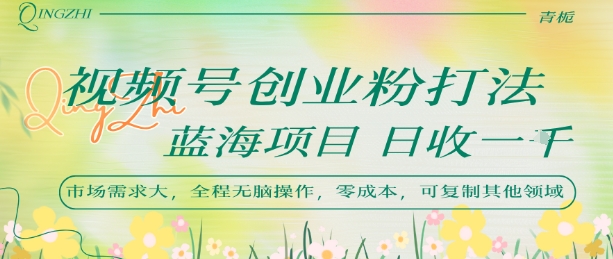 视频号创业粉打法，日入1k，蓝海项目，市场需求大，全程无脑操作，可复制-翻身站