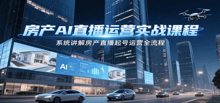 房产AI直播运营实战课程，系统讲解房产直播起号运营全流程-翻身站