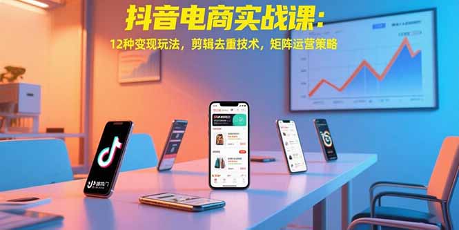 抖音电商实战课：12种变现玩法，剪辑去重技术，矩阵运营策略-翻身站