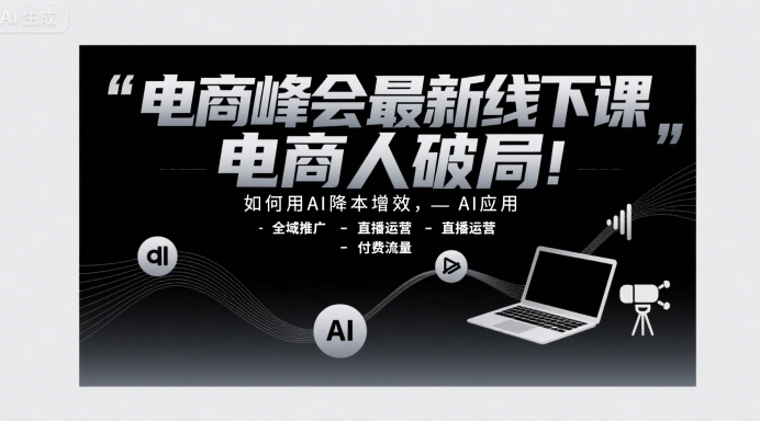 电商峰会最新线下课，电商人破局，如何用AI降本增效，AI应用-全域推广-直播运营-付费流量-翻身站