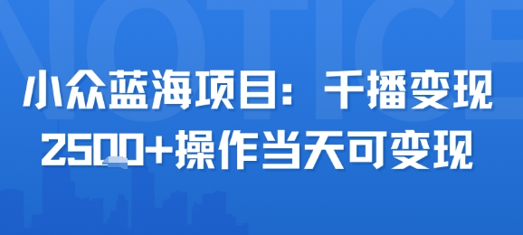 小众蓝海项目，千播变现2.5k+操作当天可变现-翻身站