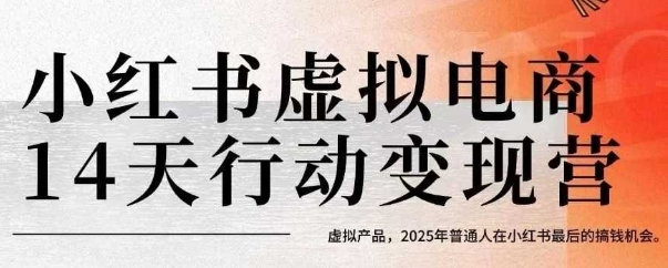 小红书虚拟电商14天变现训练营，虚拟产品，2025年普通人在小红书最后的搞钱机会-翻身站