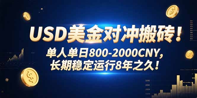 USD美金对冲搬砖!单人单日800-2000CNY，长期稳定运行8年之久!-翻身站