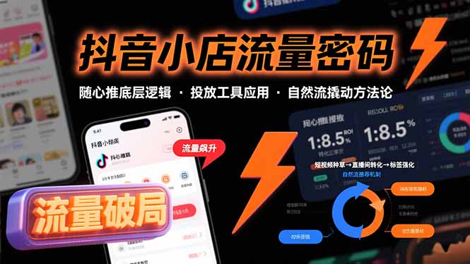 抖音小店流量密码，随心推底层逻辑，投放工具应用，自然流撬动核心方法论-翻身站