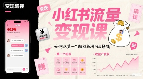 小红书流量变现课，如何从第一个粉丝就开始挣钱-翻身站