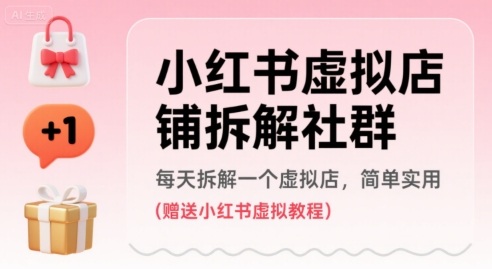 小红书虚拟店铺拆解社群，每天拆解一个虚拟店，简单实用(赠送小红书虚拟教程)-翻身站