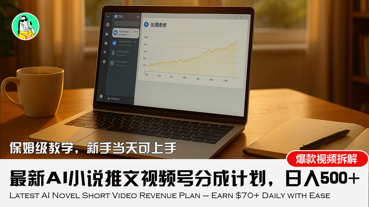 最新AI小说推文视频号分成计划，新手小白也能当天日入500+教程-翻身站