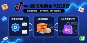 TikTok跨境电商全流程运营：店铺注册流程，一件代发操作，0粉开橱窗技巧-翻身站