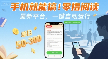 手机就能搞！零撸阅读挂G，最新平台，一键自动运行，随时随地挣，单日50-3张+【揭秘】-翻身站