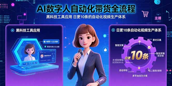 AI数字人自动化带货全流程：黑科技工具应用 日更10条的自动化视频生产体系-翻身站