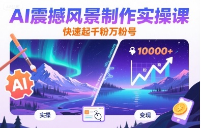 AI震撼风景制作实操课，快速起千粉万粉号-翻身站