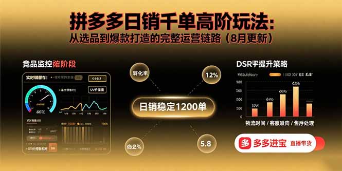 拼多多日销千单高阶玩法：从选品到爆款打造的完整运营链路(8月更新-翻身站
