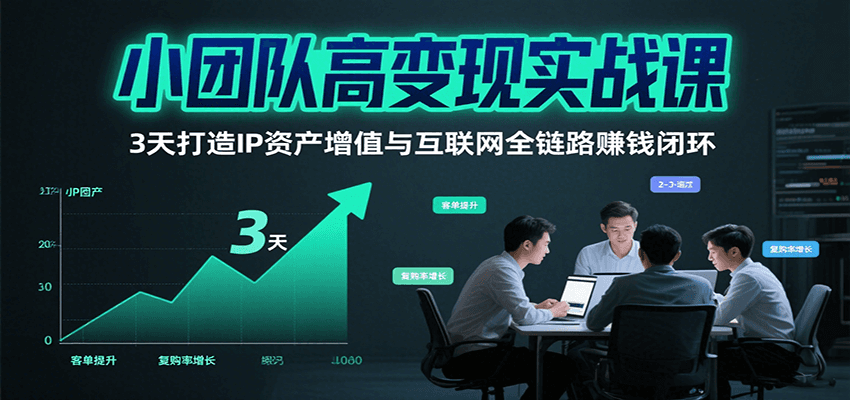 小团队高变现实战课，3天打造IP资产增值与互联网全链路赚钱闭环(第二期)-翻身站