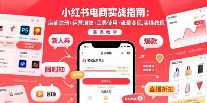 小红书电商实战指南：店铺注册+运营增效+工具使用+流量变现，实操教学-翻身站