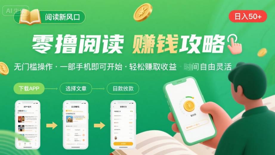 零撸阅读新风口，无门槛轻松挣，一部手机，日入 50-3张【揭秘】-翻身站