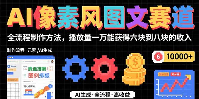 AI像素风图文赛道：全流程制作方法，播放量一万能获得6块到8块的收入-翻身站