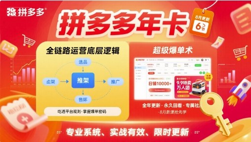 拼多多年卡【8月更新6节】拼多多全链路运营底层逻辑，超级爆单术-翻身站