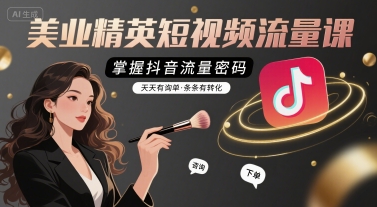 美业精英短视频流量课，掌握抖音流量密码，天天有询单，条条有转化-翻身站