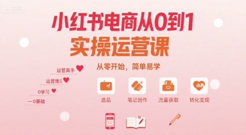 小红书电商从0到1实操运营课，从零开始，简单易学-翻身站