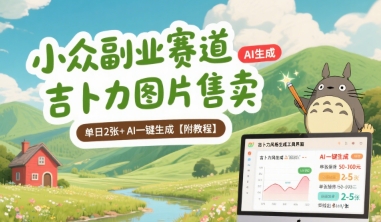 小众副业赛道 吉卜力图片售卖 单日2张+ AI一键生成【附教程】-翻身站
