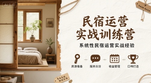 民宿运营实战训练营，系统性民宿运营实战经验-翻身站