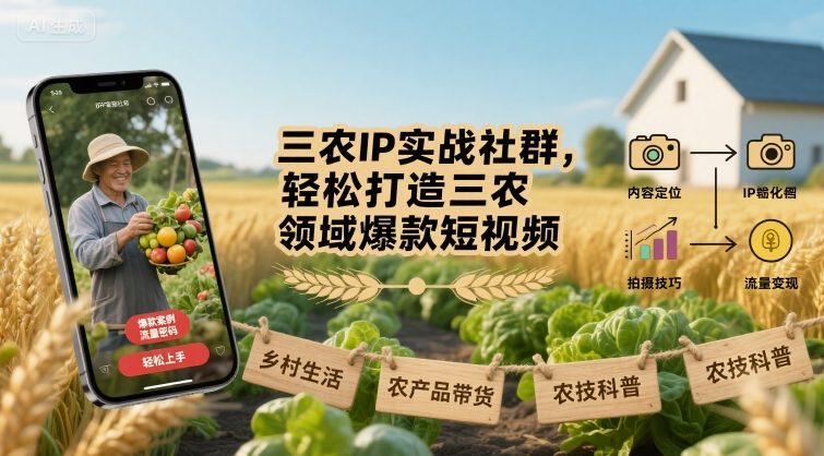 三农IP实战社群，轻松打造三农领域爆款短视频-翻身站