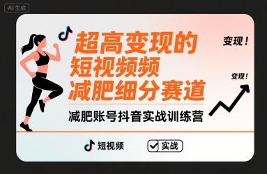 超高变现的短视频减肥细分赛道，减肥账号抖音实战训练营-翻身站