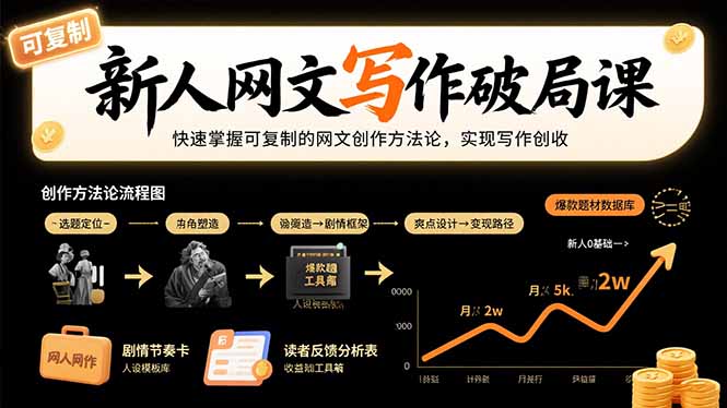 新人网文写作破局课：快速掌握可复制的网文创作方法论，实现写作创收-翻身站