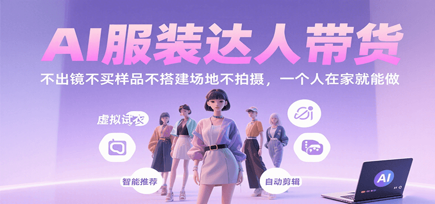 AI服装达人带货，不出镜不买样品不搭建场地不拍摄，一个人在家就能做-翻身站
