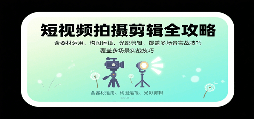 图片[1]-短视频拍摄剪辑全攻略：含器材运用、构图运镜、光影剪辑，覆盖多场景实战技巧-翻身站