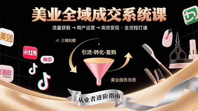 美业全域成交系统课程：帮助美业从业者打通从流量获取到高效变现全流程-翻身站