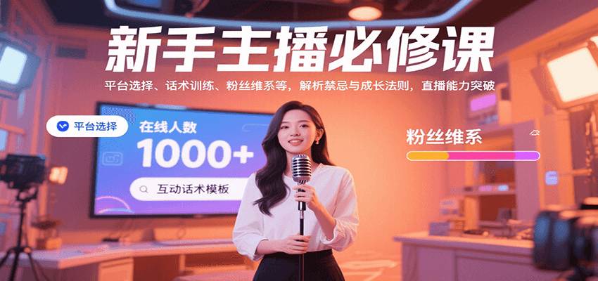 新手主播必修课：平台选择、话术训练、粉丝维系等，解析禁忌与成长法则，突破直播能力-翻身站