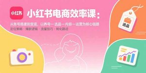 小红书电商效率课：从账号搭建到变现，以养号-选品-内容-运营为核心链路-翻身站