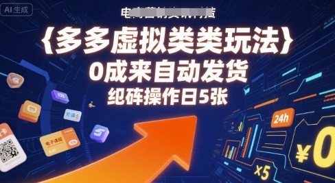多多虚拟类目玩法，0成本全自动发货，矩阵操作日5张-翻身站